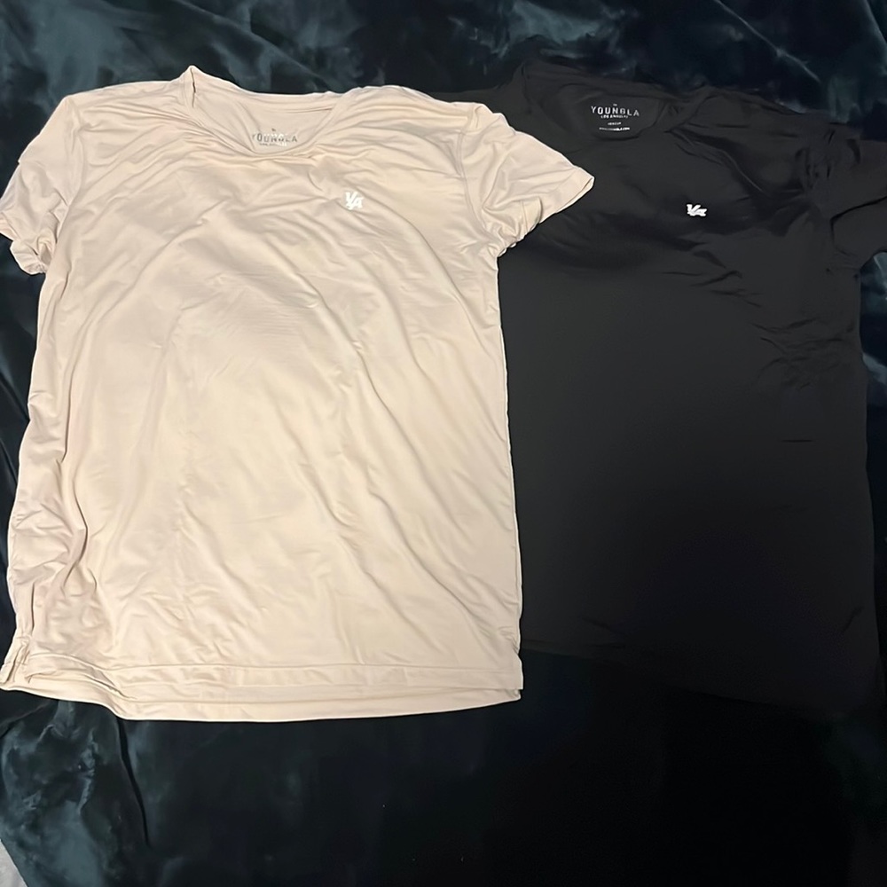 *Lot of 2* Youngla Zephyr shirts size medium cream and black